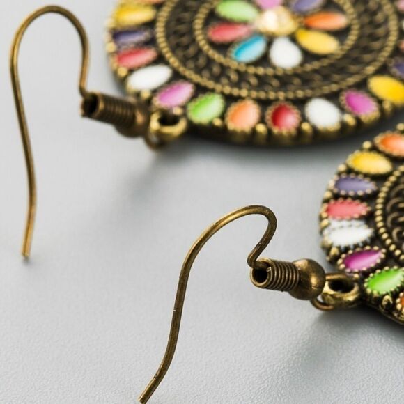 Earrings BOHO style Color Rhinestone Plating - Picture 4 of 7